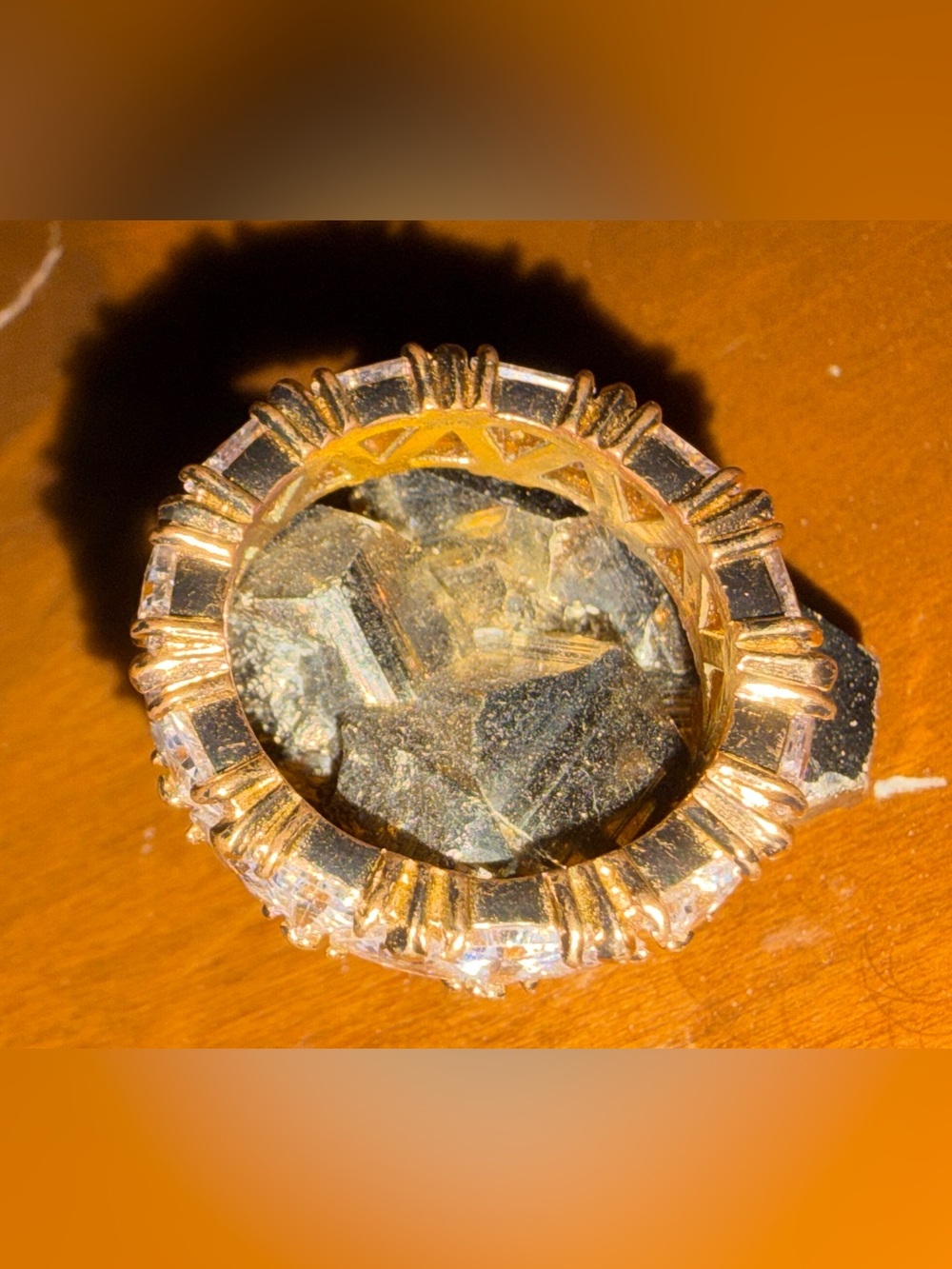 Gold-Tone Crystal Accent Ring Home Accent - Picture 3 of 5